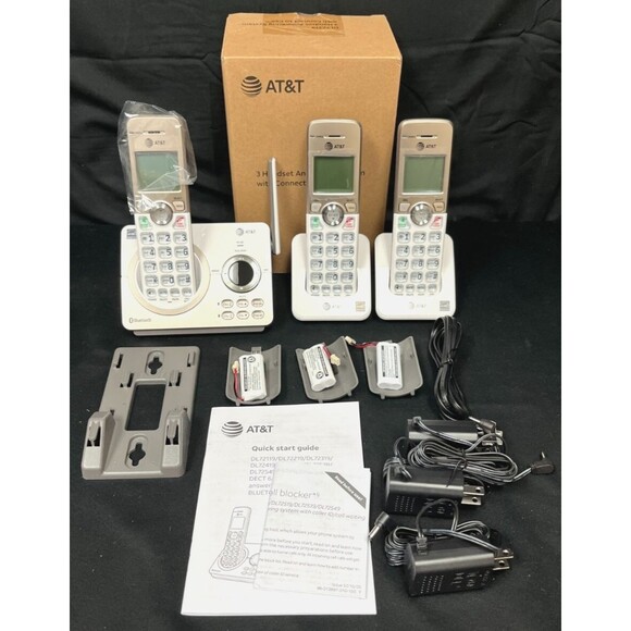 AT&T DL72319 Silver DECT 6.0 3-Handset Cordless Phone With Cell Connection - NEW - Picture 1 of 5
